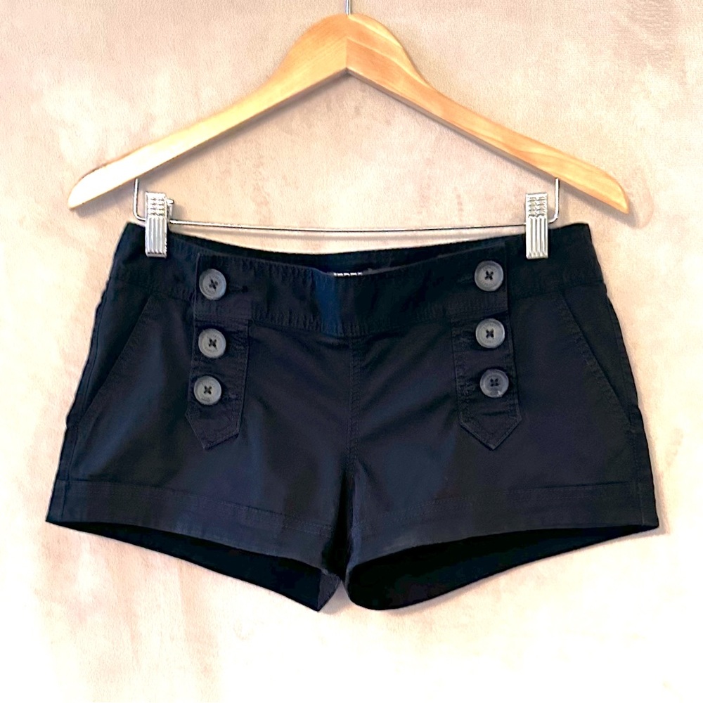 Express black shorts with button detail